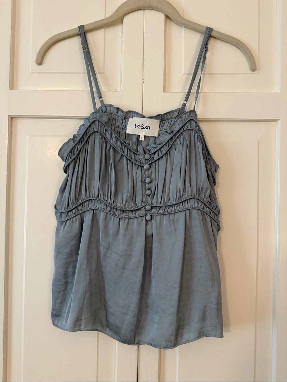 ba&sh Dusty Blue Pleated Camisole